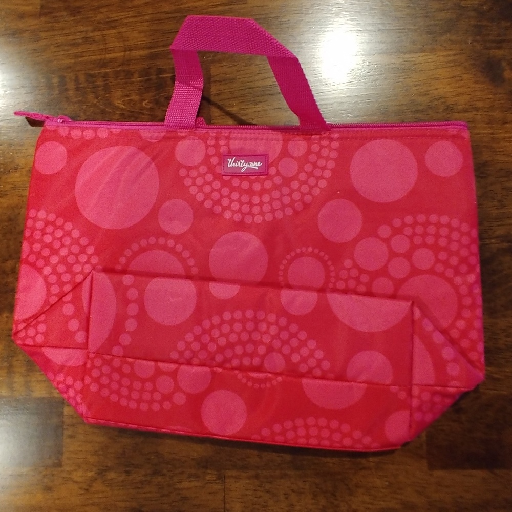 NWT Thirty-One Lunch Tote Pink Circle Spirals
